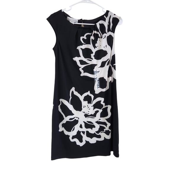 Studio London Times White Black Floral Large Print Flower Shift Dress Size 4 - Picture 1 of 6